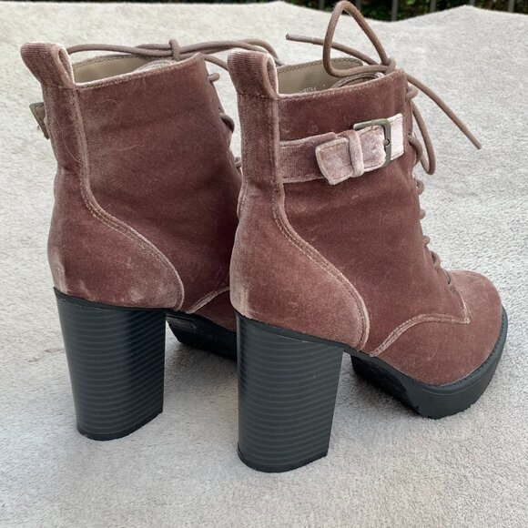 Madden Girl Jitter Jitt Crushed Velvet Lace Up Platform Heeled Boots Sz8 - Picture 9 of 16